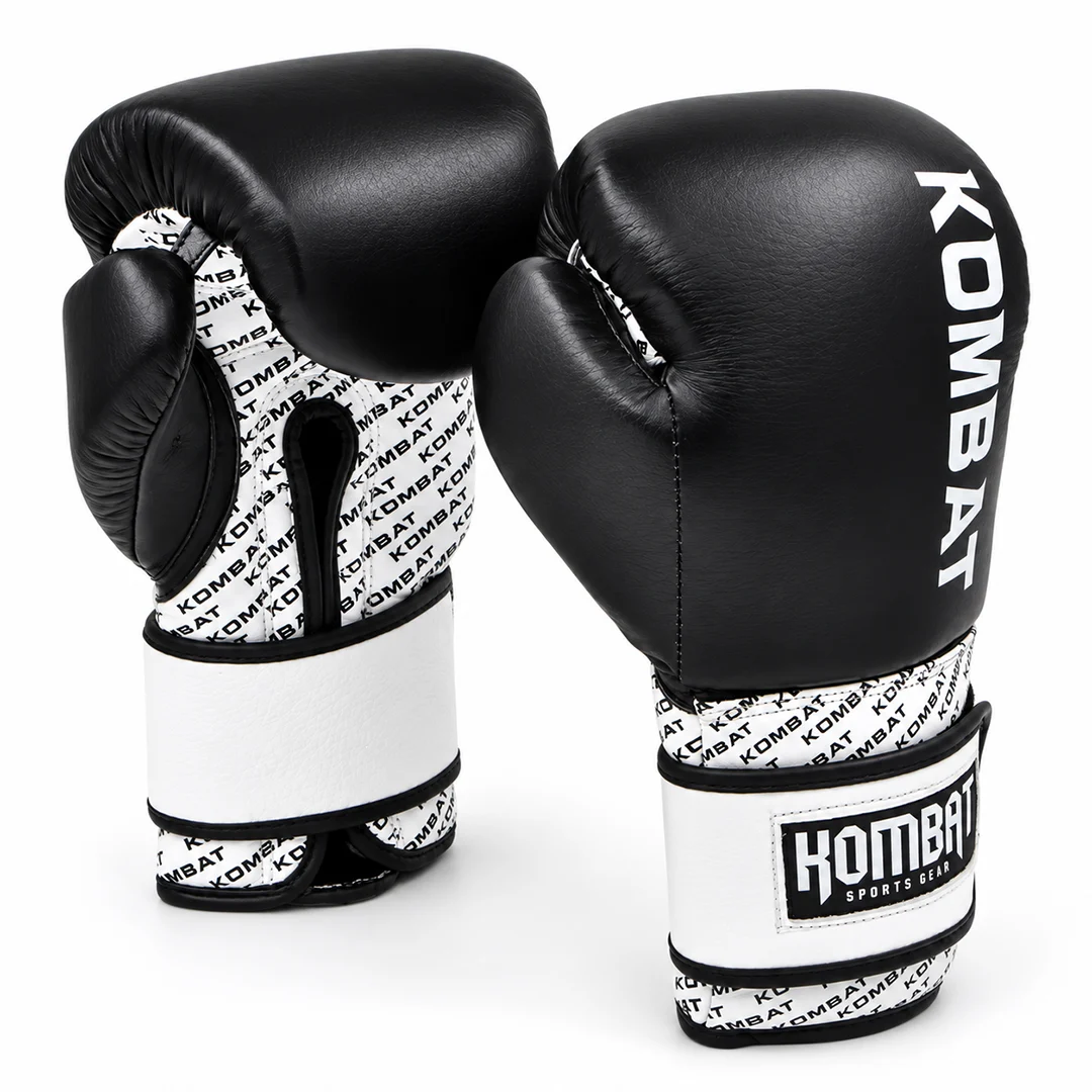 Manusi Box Kombat One Negru Manusi de box KOMBAT One din piele naturala de vaca, negru și alb